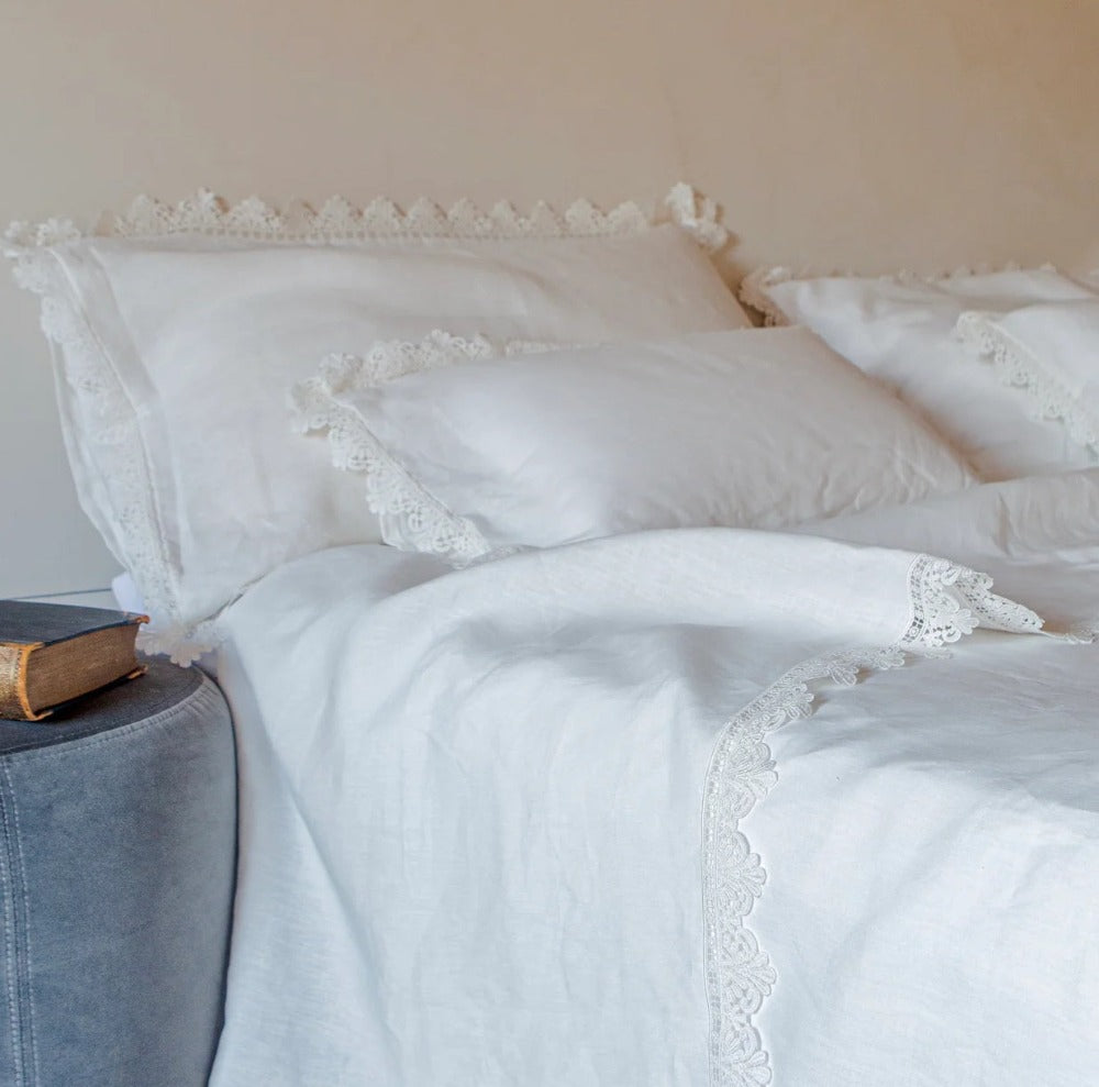 Once Milano lněný povlak na polštář s krajkou Sicily