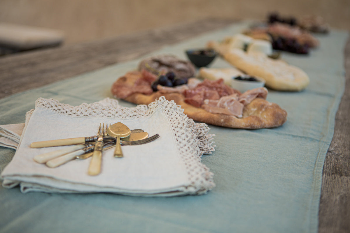 Once Milano lněný ubrousek s makramé