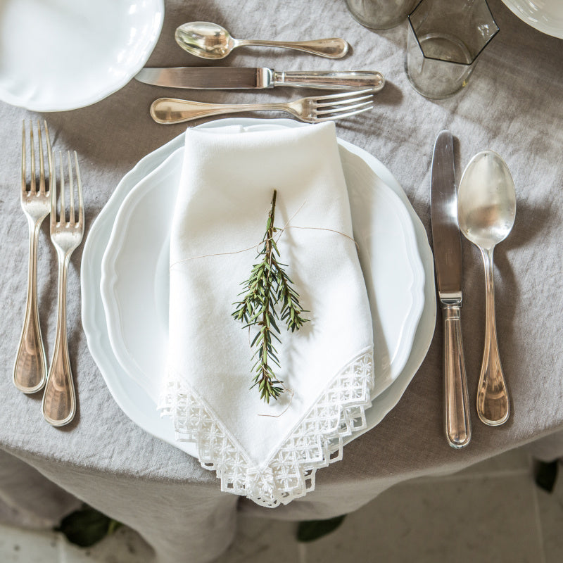 Once Milano lněný ubrousek s makramé