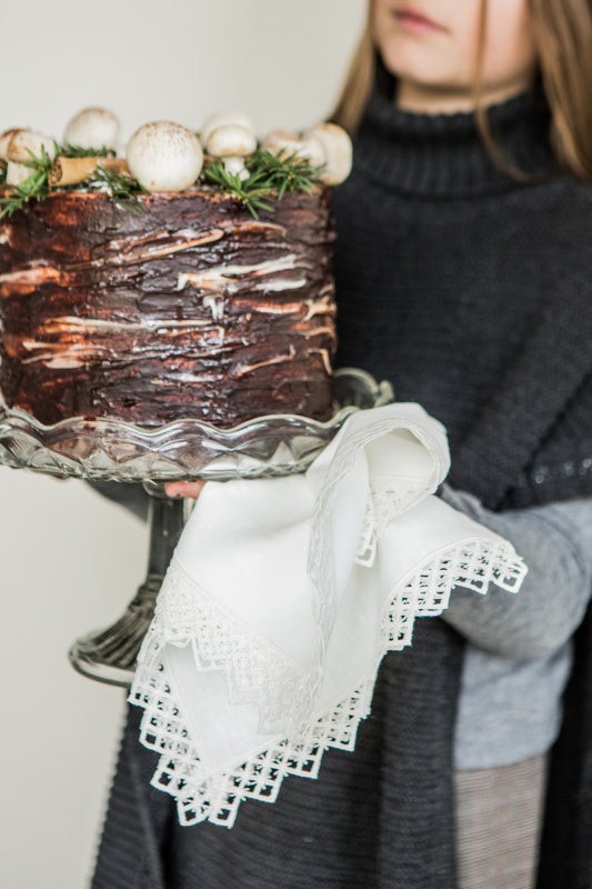 Once Milano lněný ubrousek s makramé