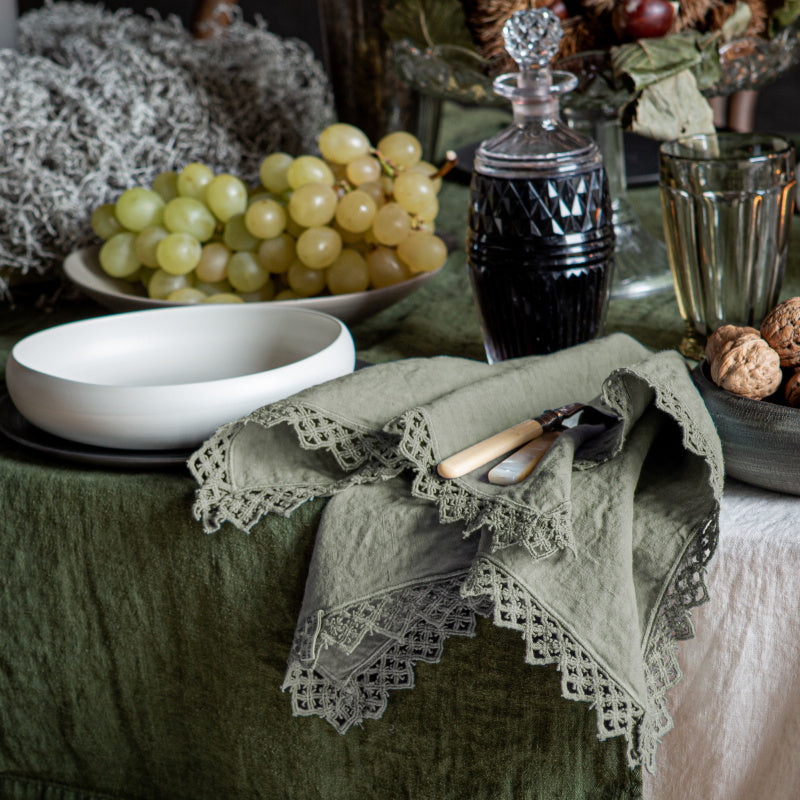 Once Milano lněný ubrousek s makramé