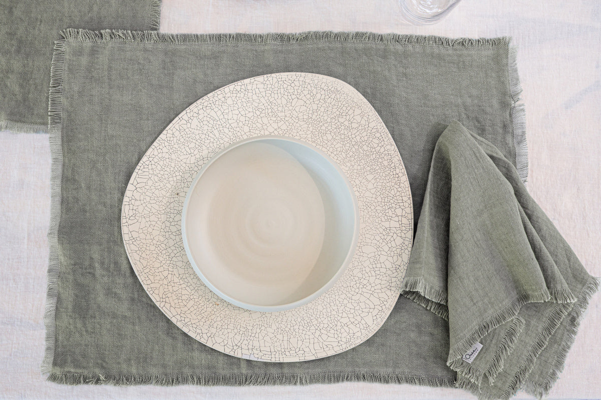 Once Milano lněný ubrousek s třásněmi