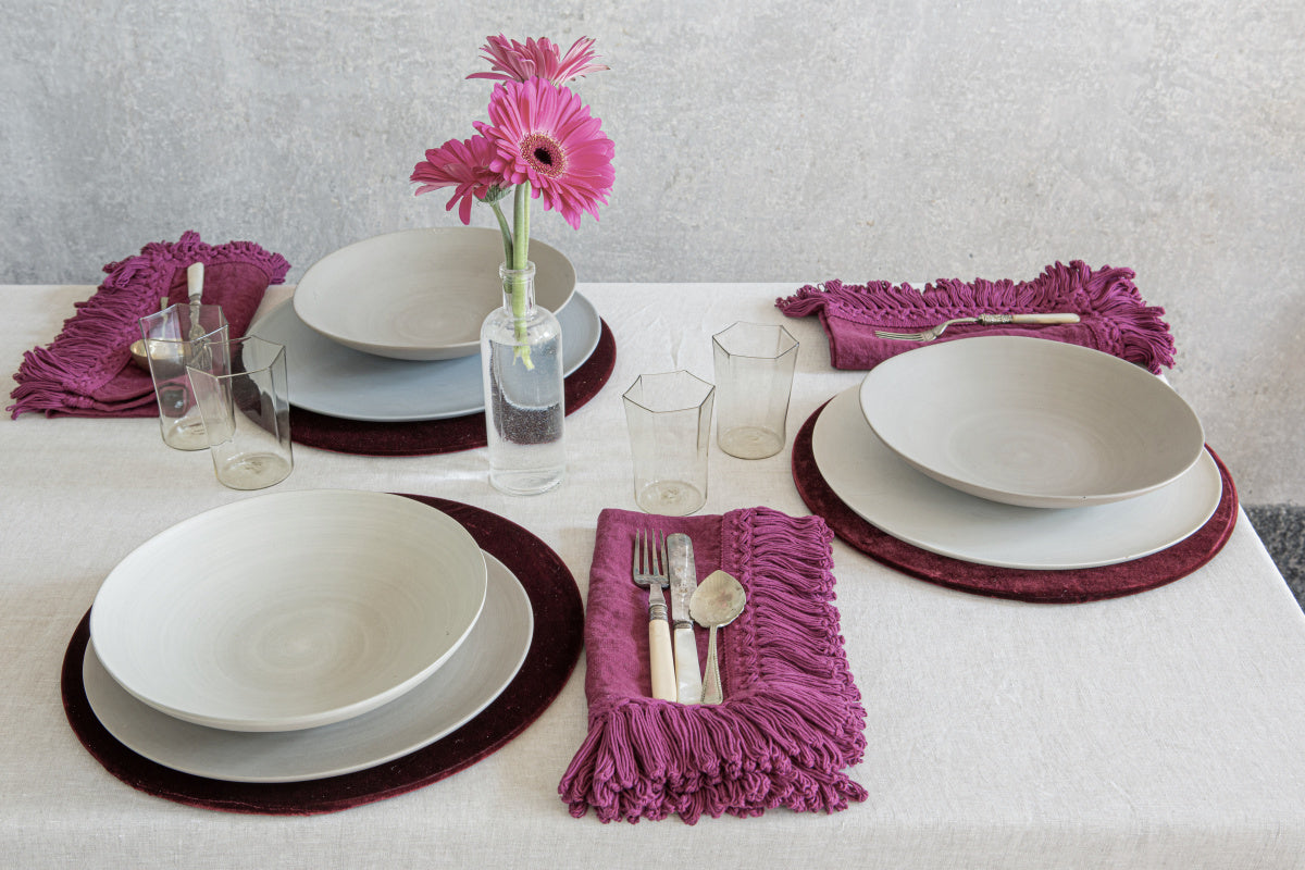 Once Milano lněný ubrousek s dlouhými třásněmi 2 ks