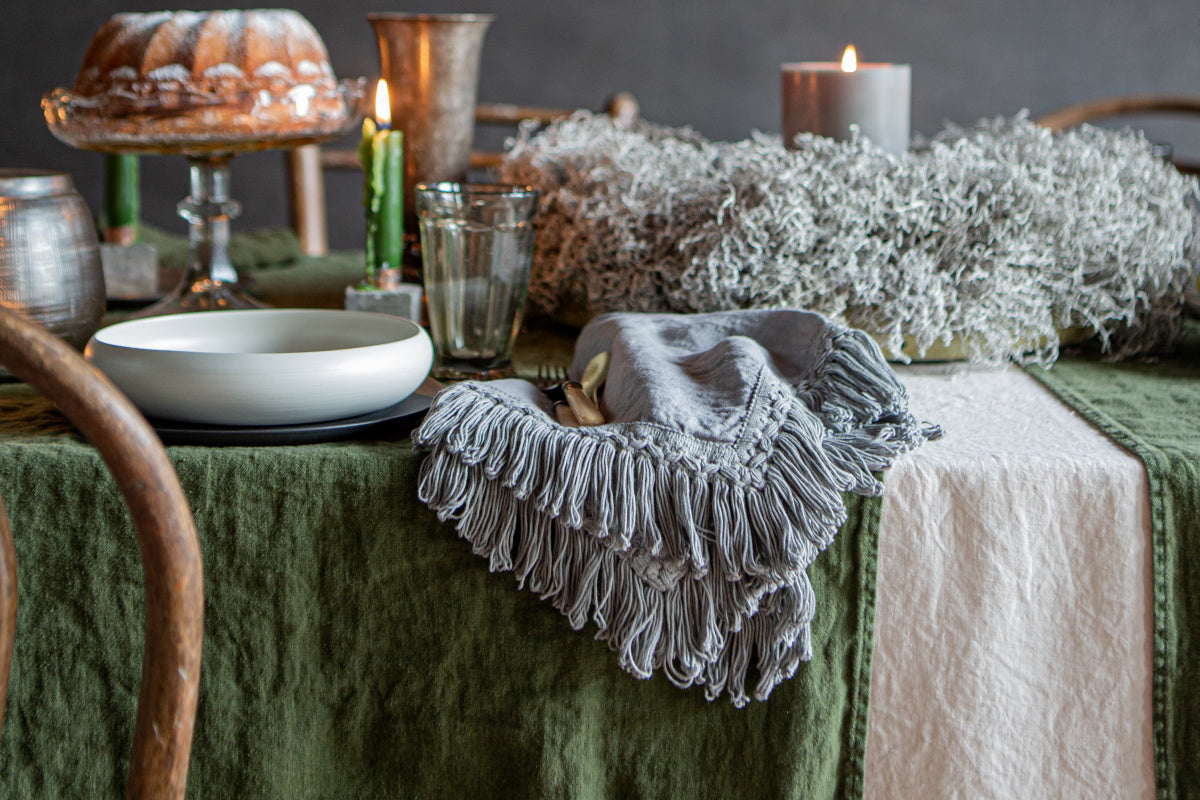 Once Milano lněný ubrousek s dlouhými třásněmi 2 ks