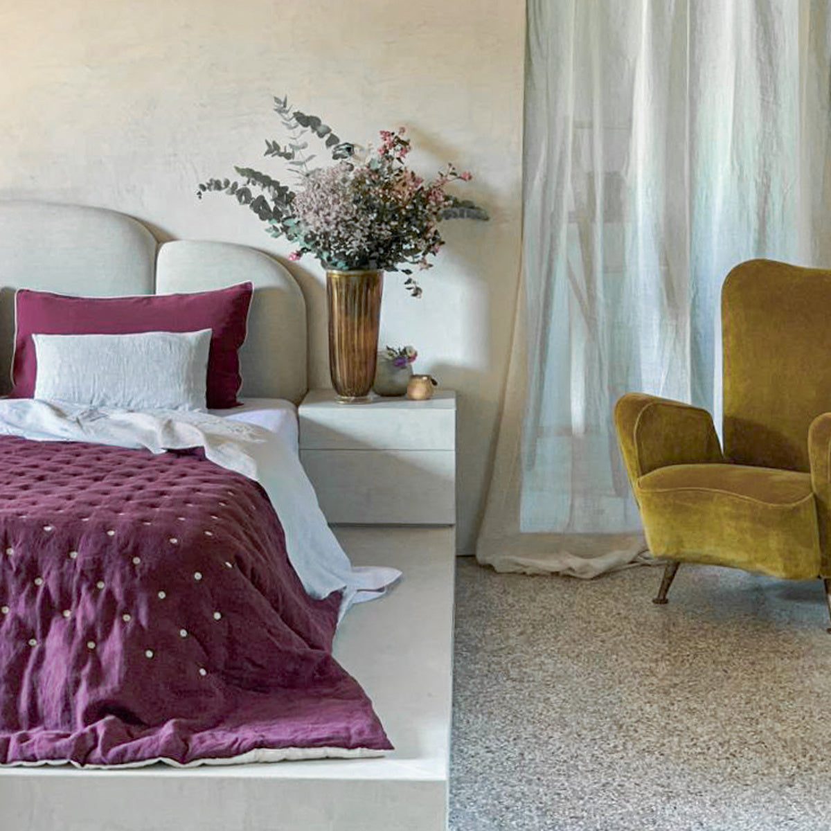 Once Milano luxusní lněný quilt přehoz na postel