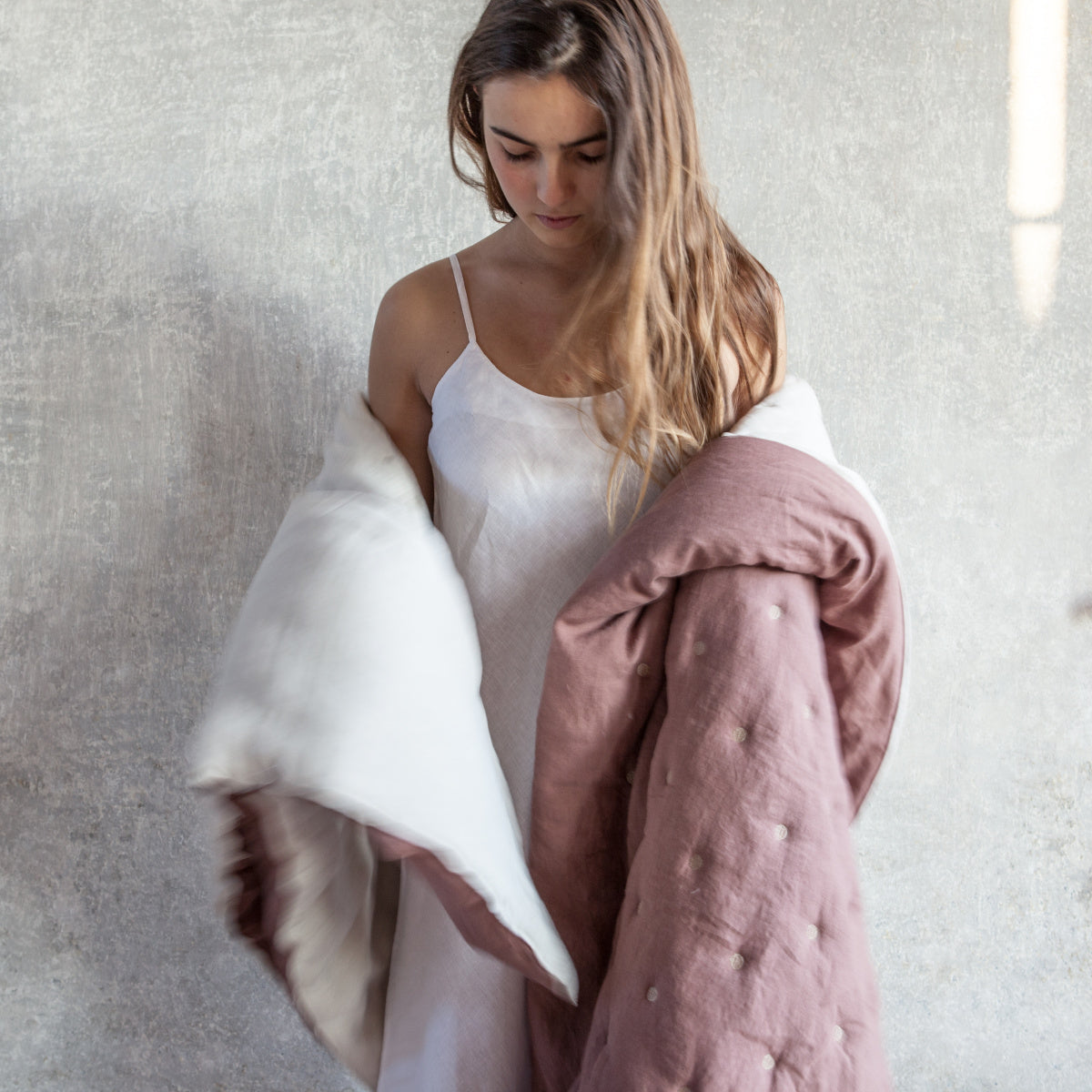 Once Milano luxusní lněný quilt přehoz na postel