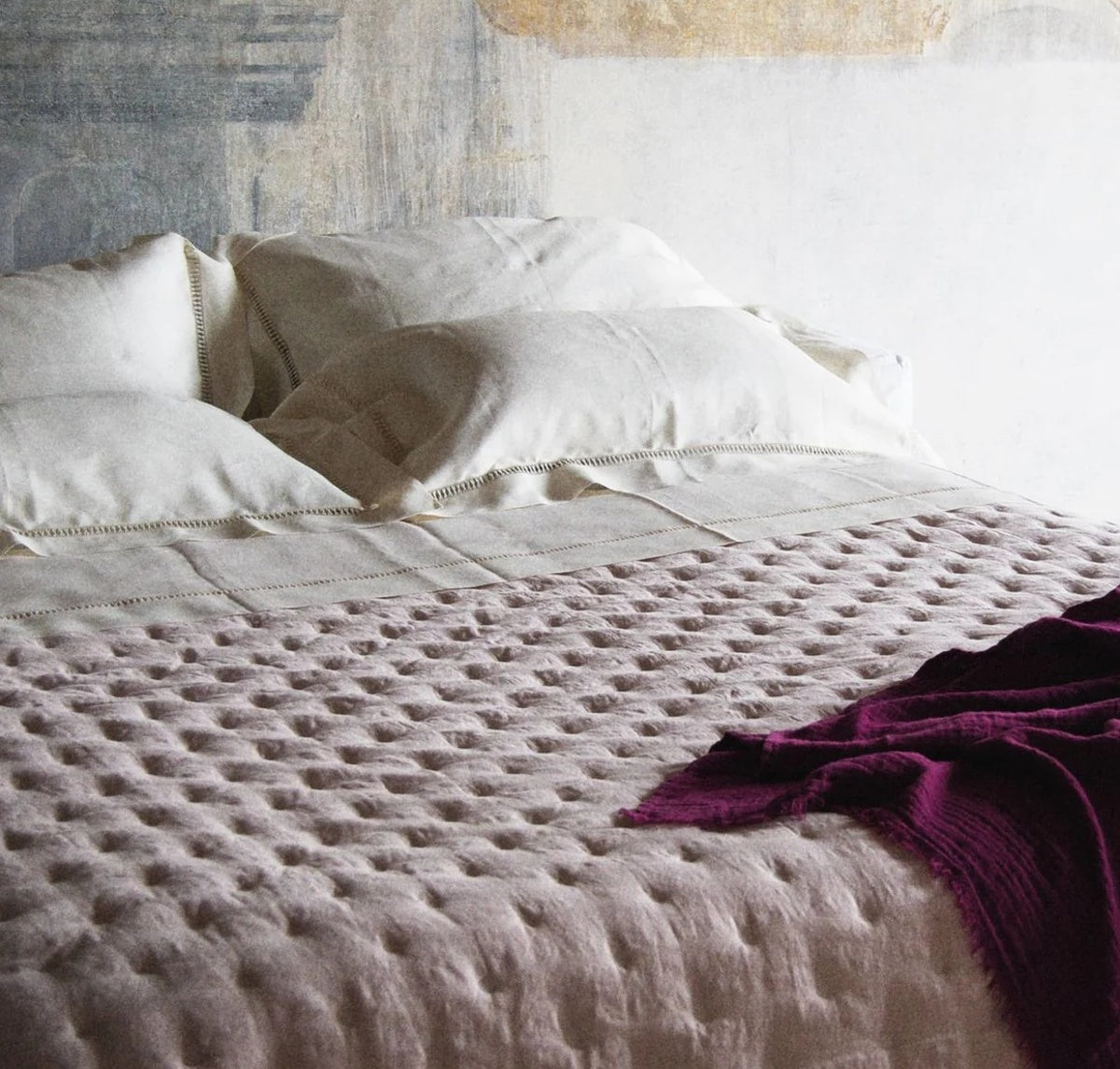Once Milano luxusní lněný quilt přehoz na postel