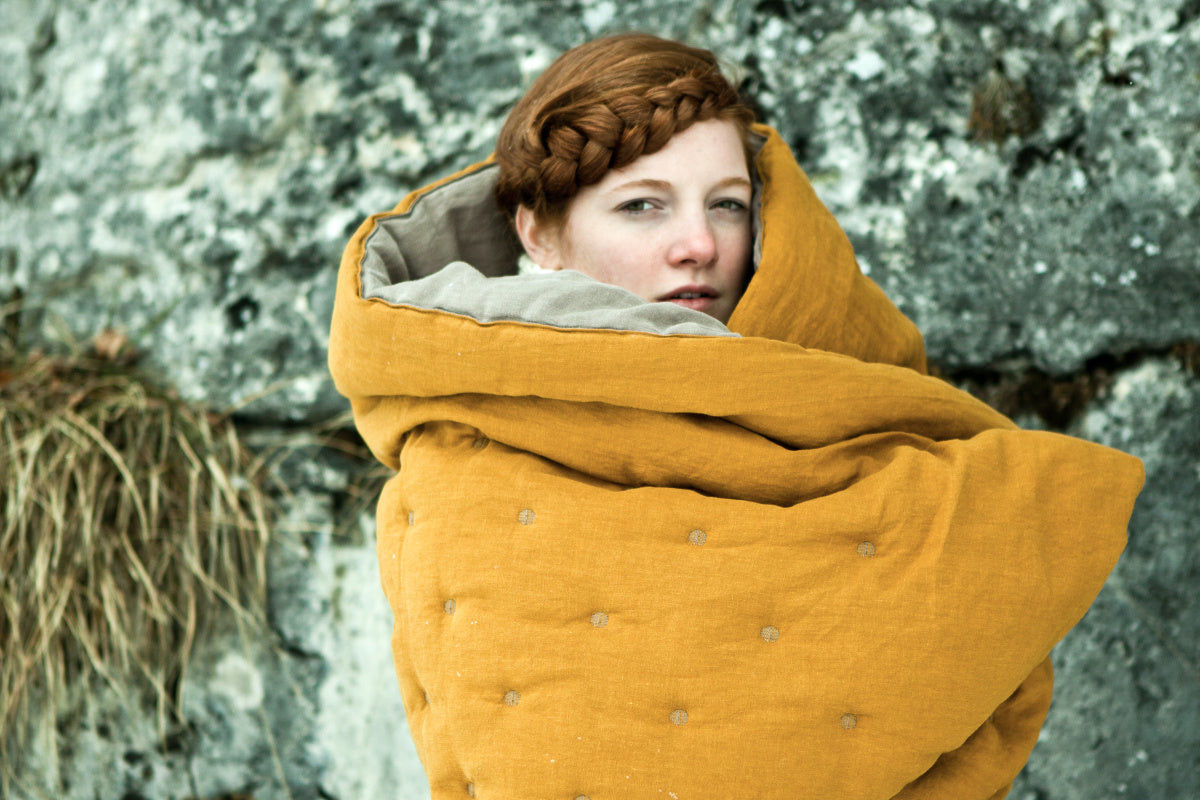 Once Milano luxusní lněný quilt přehoz na postel