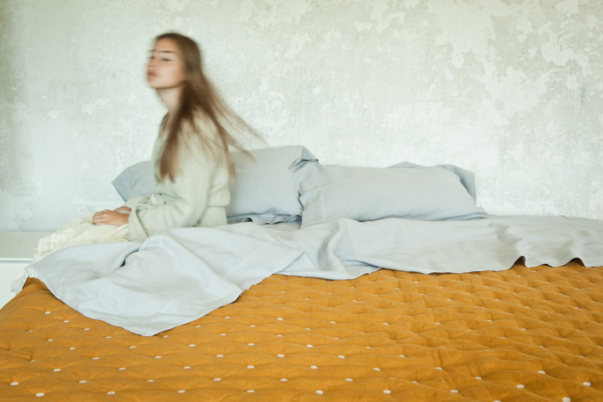 Once Milano luxusní lněný quilt přehoz na postel