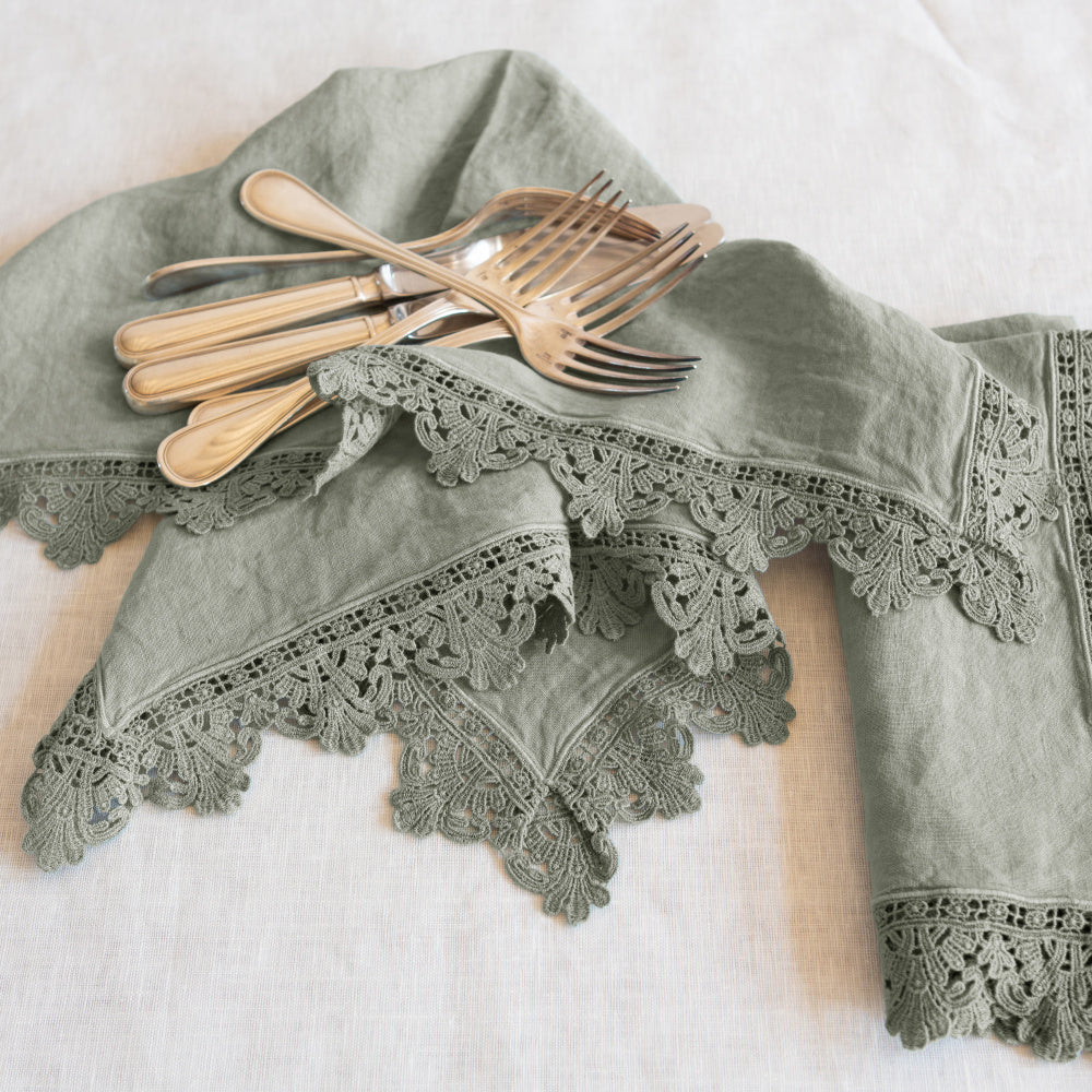 Once Milano lněný ubrousek s krajkou Sicily