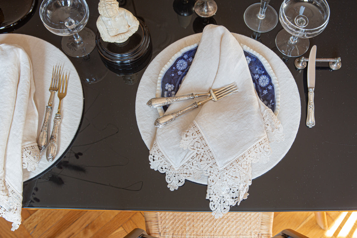 Once Milano lněný ubrousek s krajkou Sicily