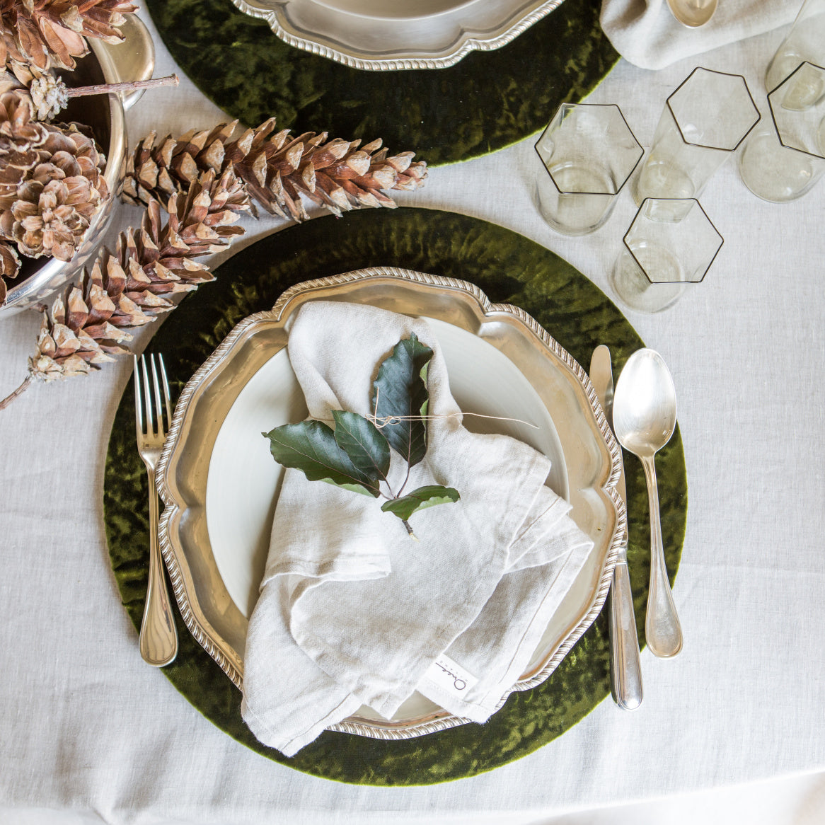 Once Milano lněný ubrousek z jemného lnu set 4 ks