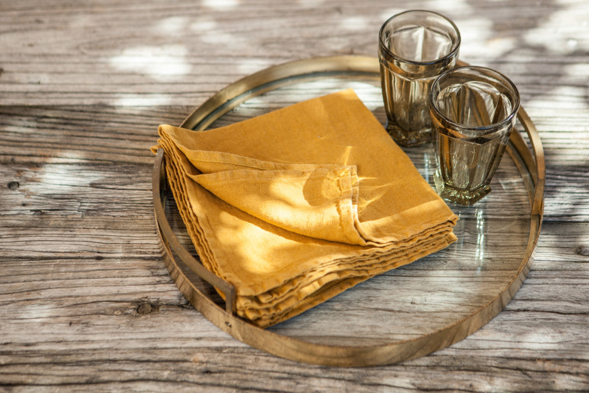 Once Milano lněný ubrousek z jemného lnu set 4 ks