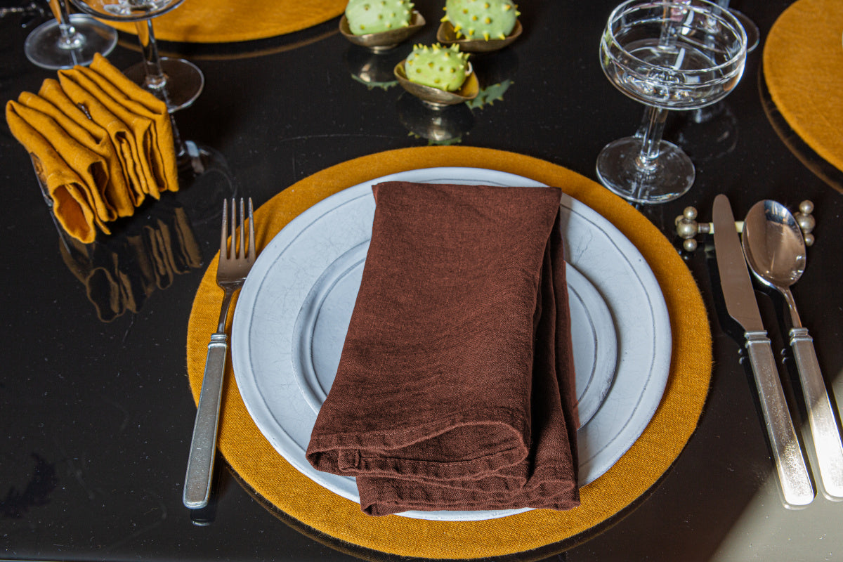 Once Milano lněný ubrousek z pevného lnu set 2 ks