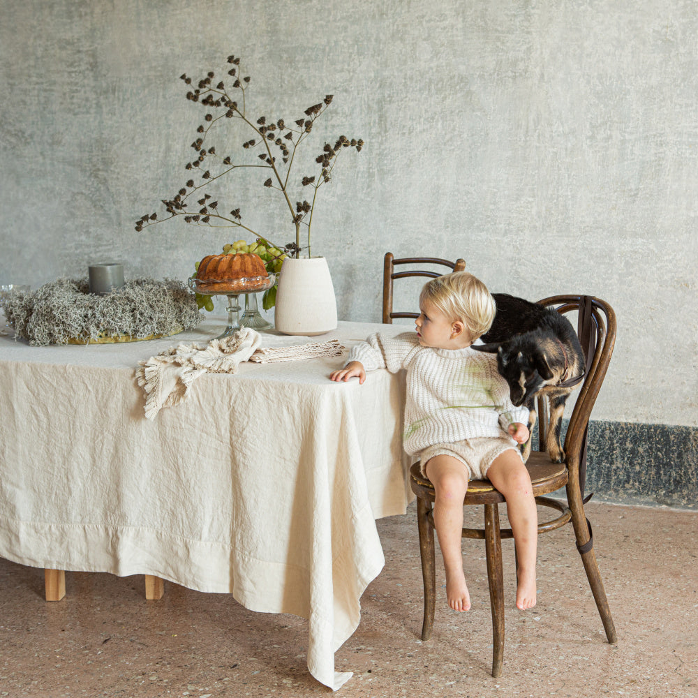 Once Milano lněný ubrousek s krátkými třásněmi