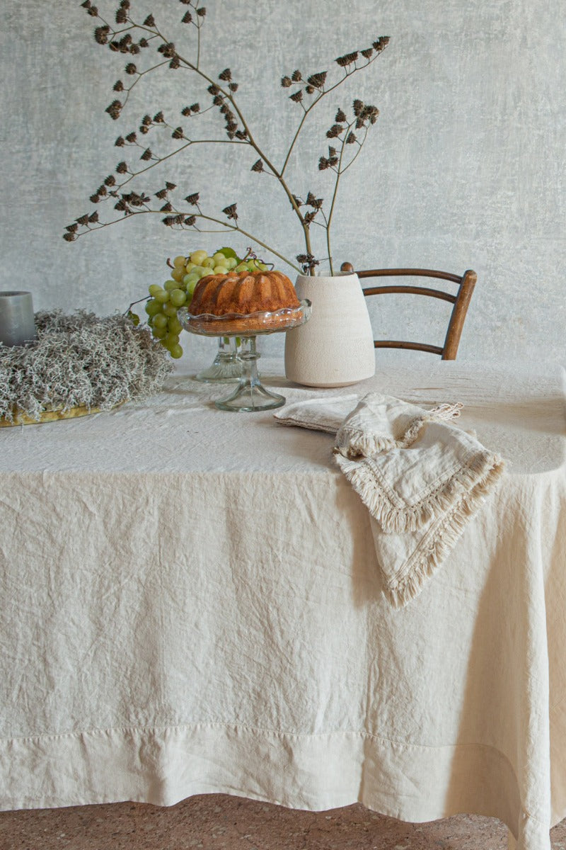 Once Milano lněný ubrousek s krátkými třásněmi