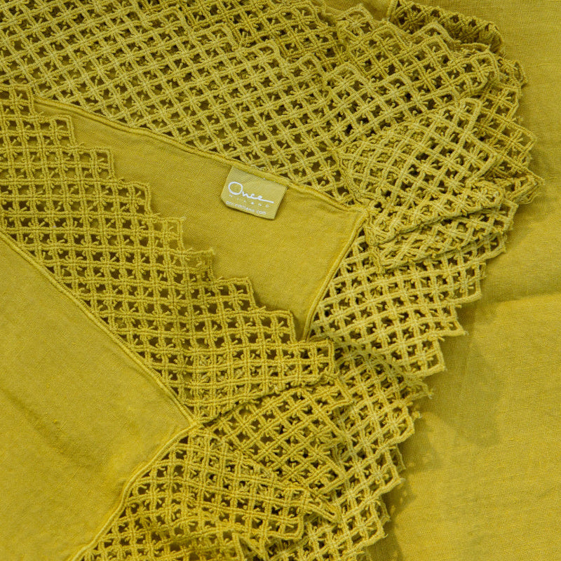 Once Milano lněný ubrus s krajkou Sicily