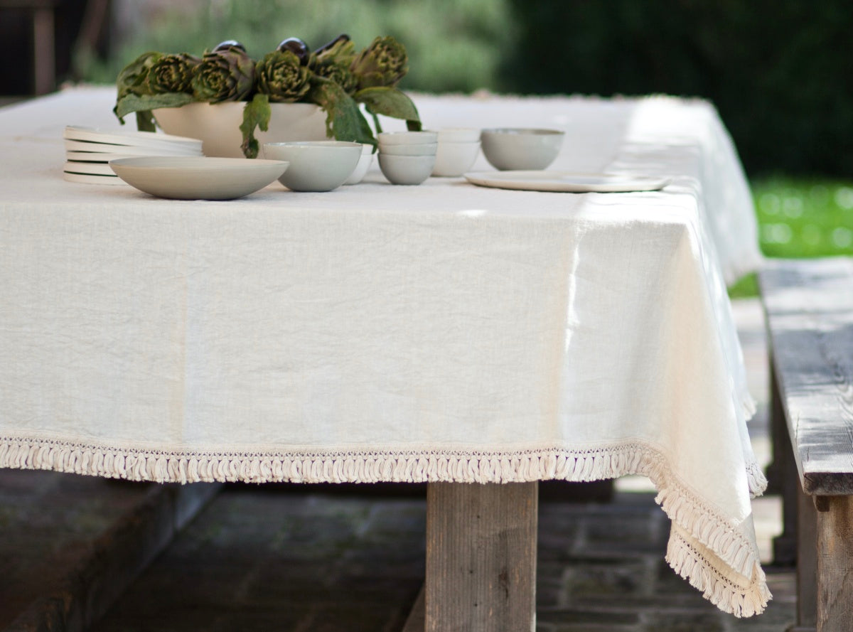 Once Milano lněný ubrus s třásněmi