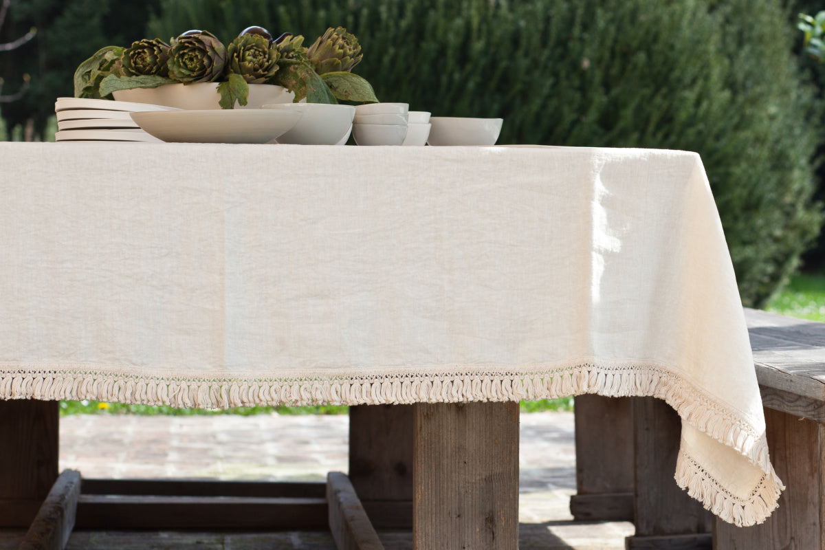 Once Milano lněný ubrus s třásněmi