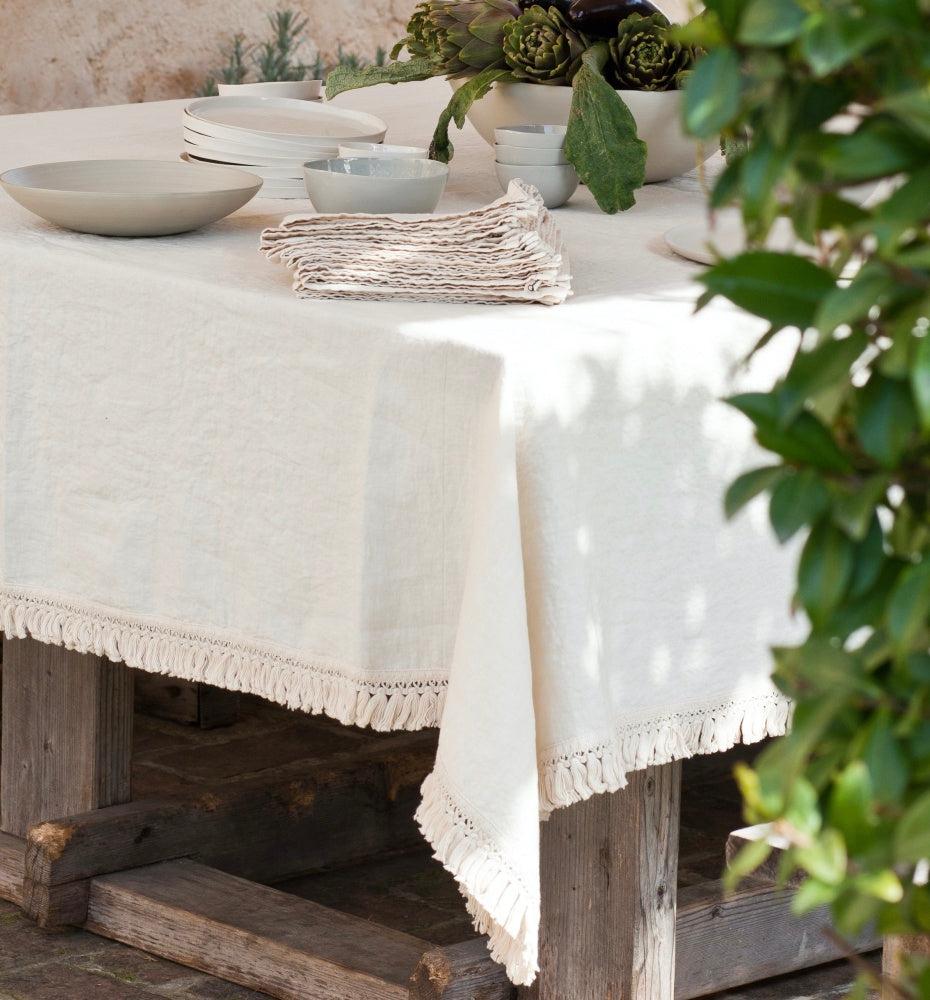 Once Milano lněný ubrus s třásněmi