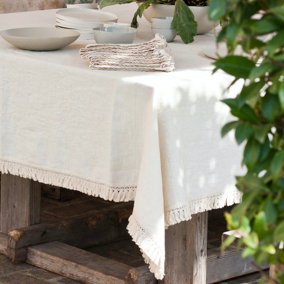 Once Milano lněný ubrus s třásněmi