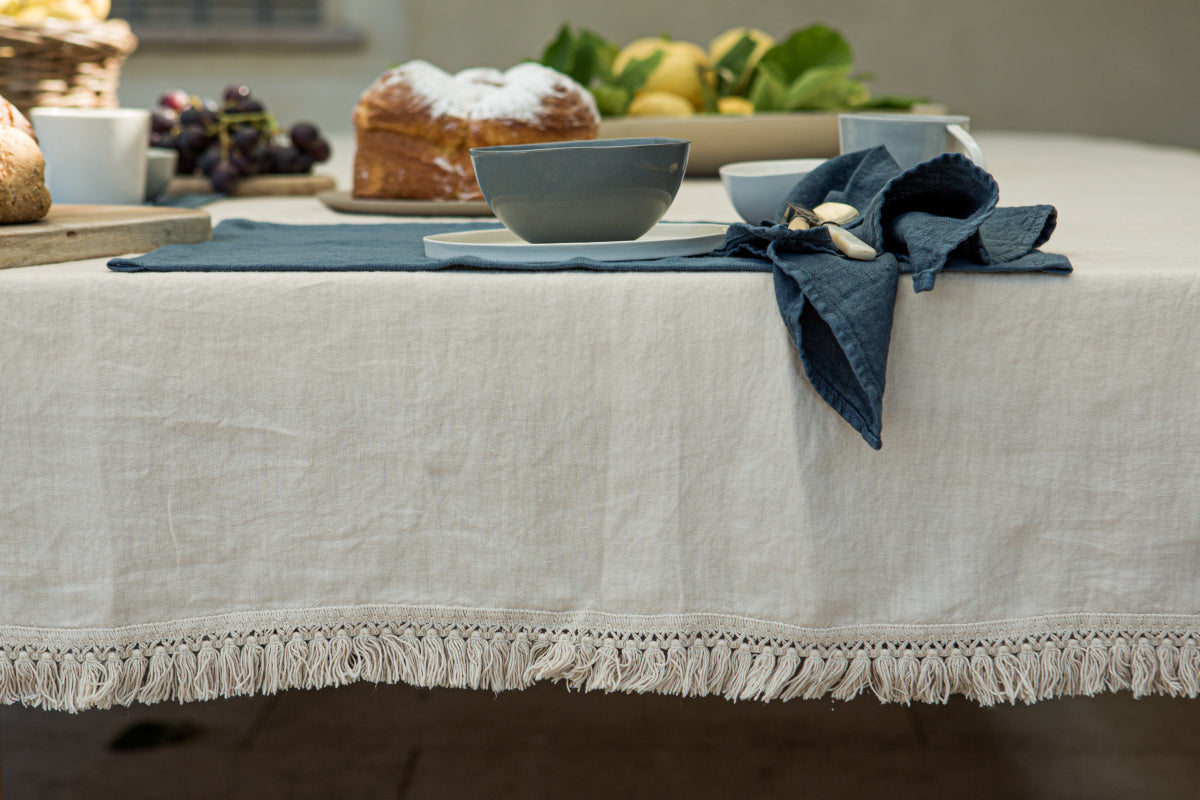 Once Milano lněný ubrus s třásněmi