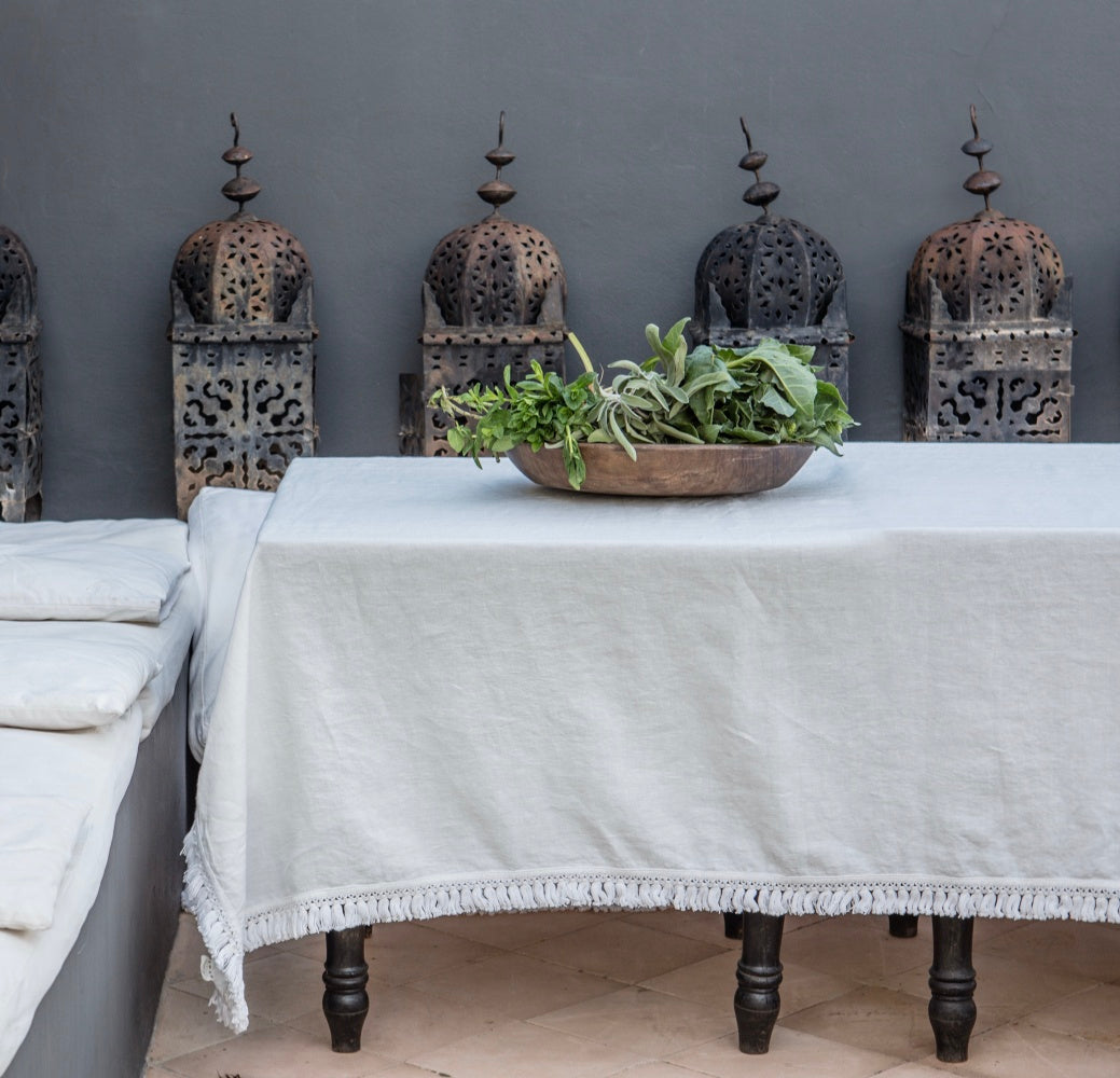 Once Milano lněný ubrus s třásněmi