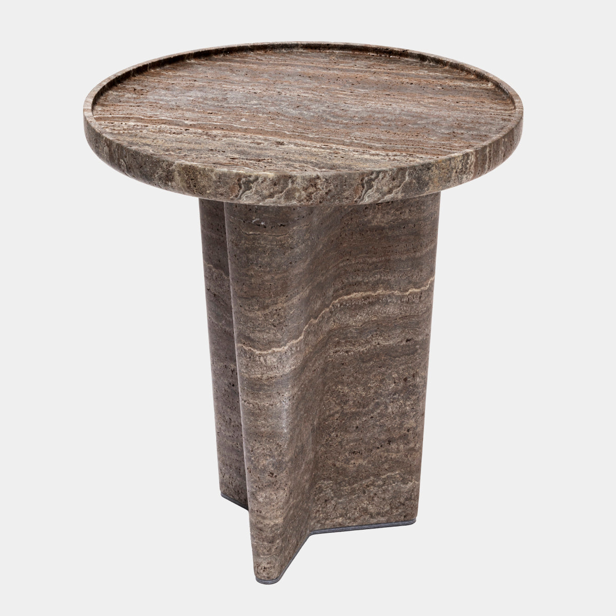 Tanell Designový příruční stolek z tmavého travertinu