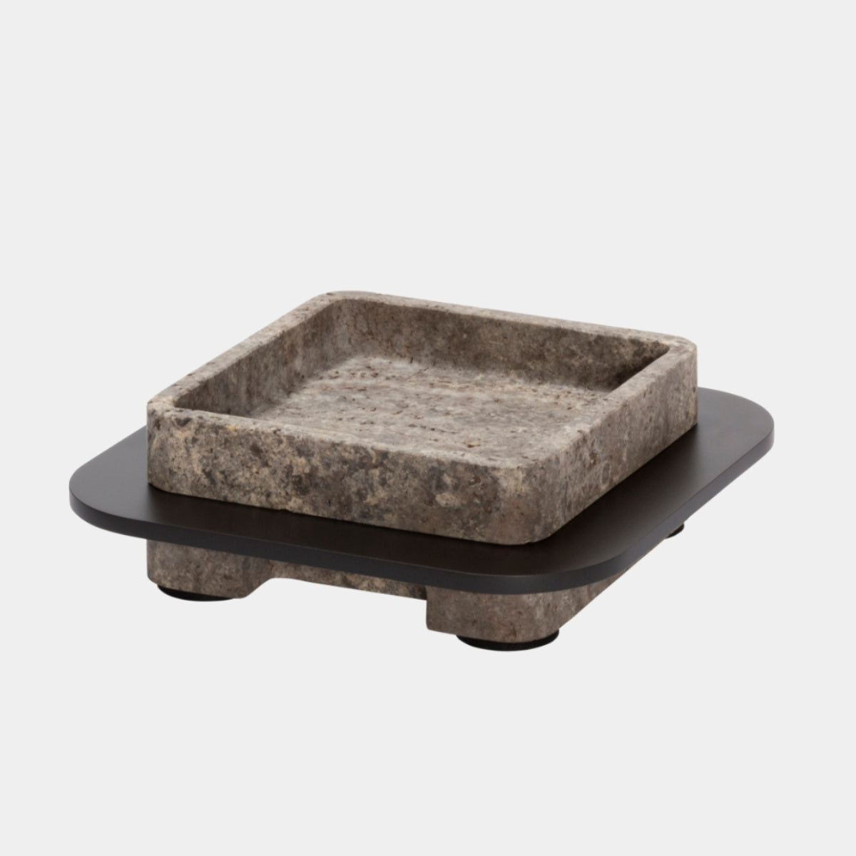 Glenn Sestig x Giobagnara Lloyd Travertinový podnos s bronzovým rámem