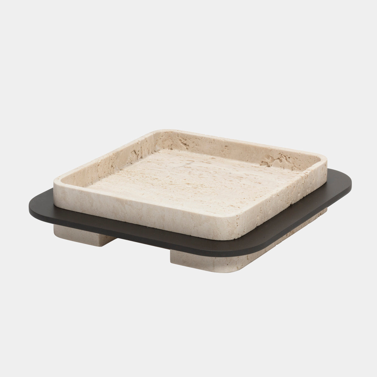Glenn Sestig x Giobagnara Lloyd Travertinový podnos s bronzovým rámem