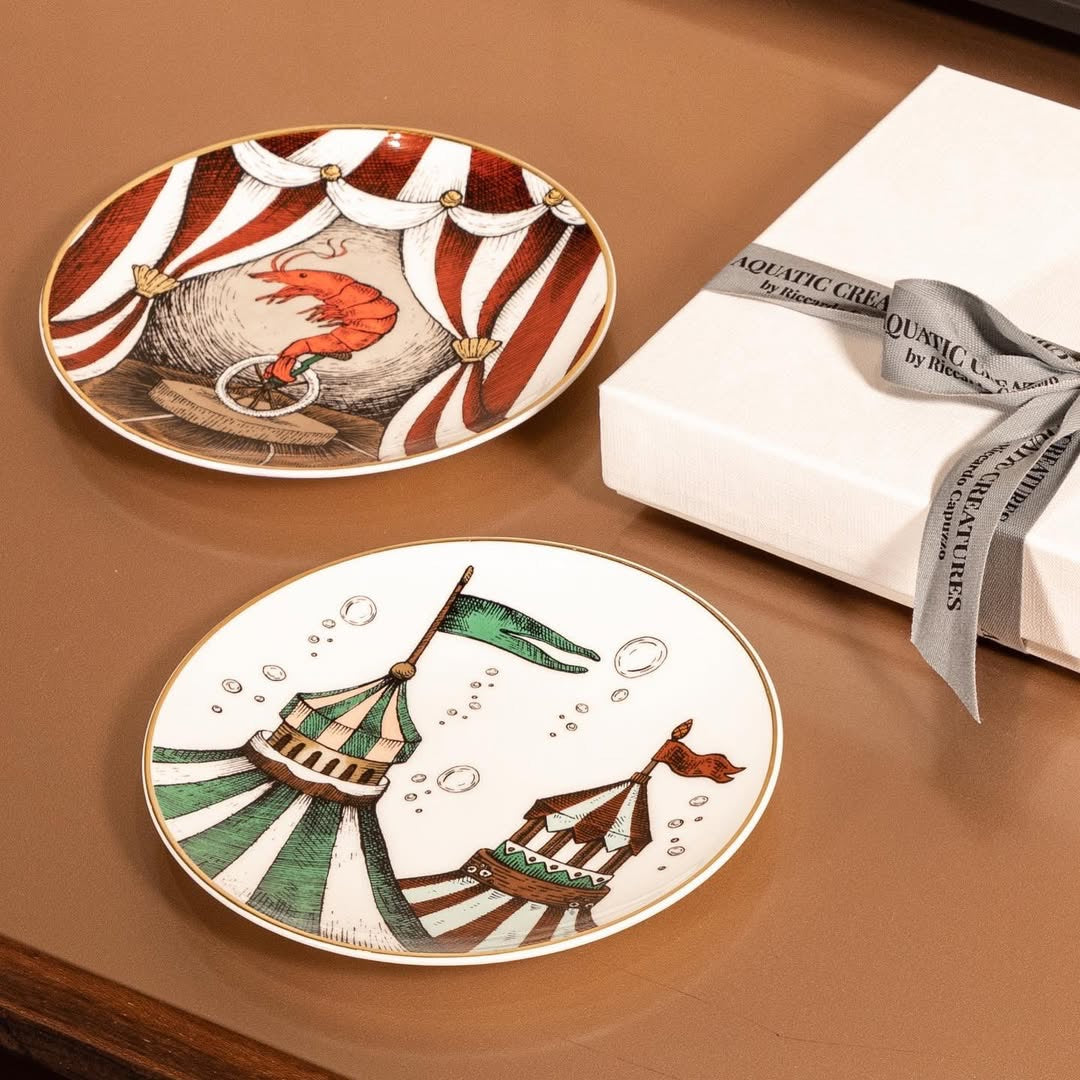 Sada porcelánových talířů s motivem krevety Aquatic Creatures