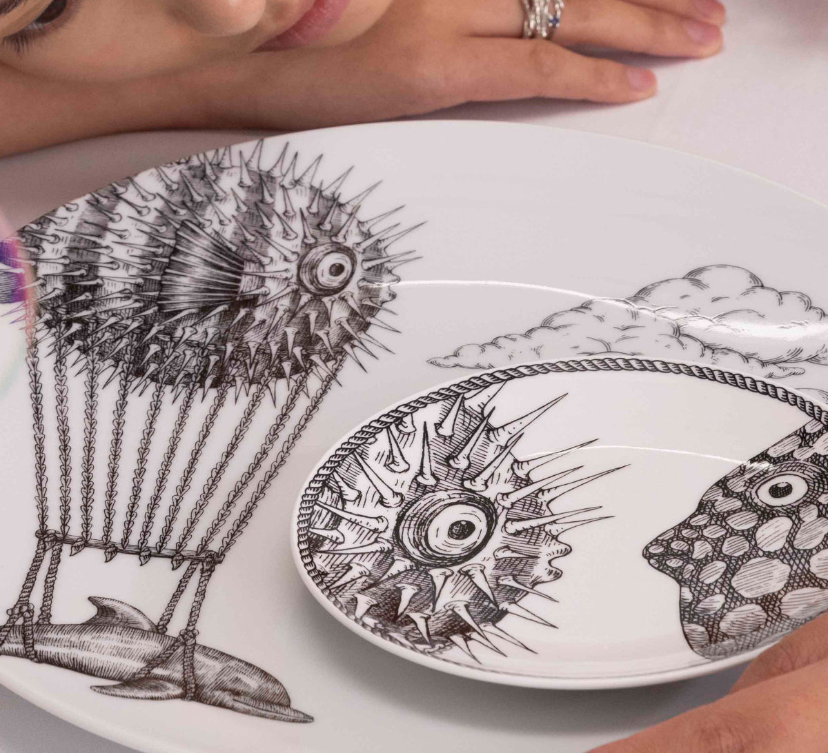 MONTGOLFIERS Sada porcelánových talířků 15cm