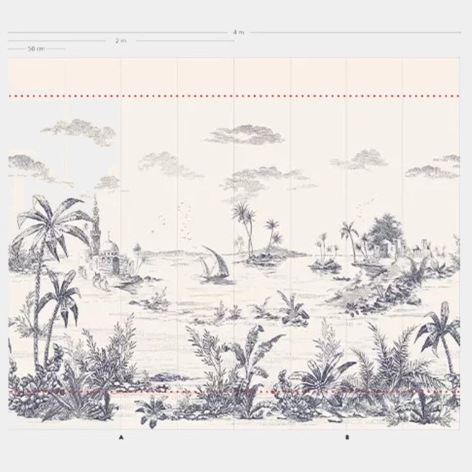 GIEN Panoramatická tapeta s orientálním freskovým motivem