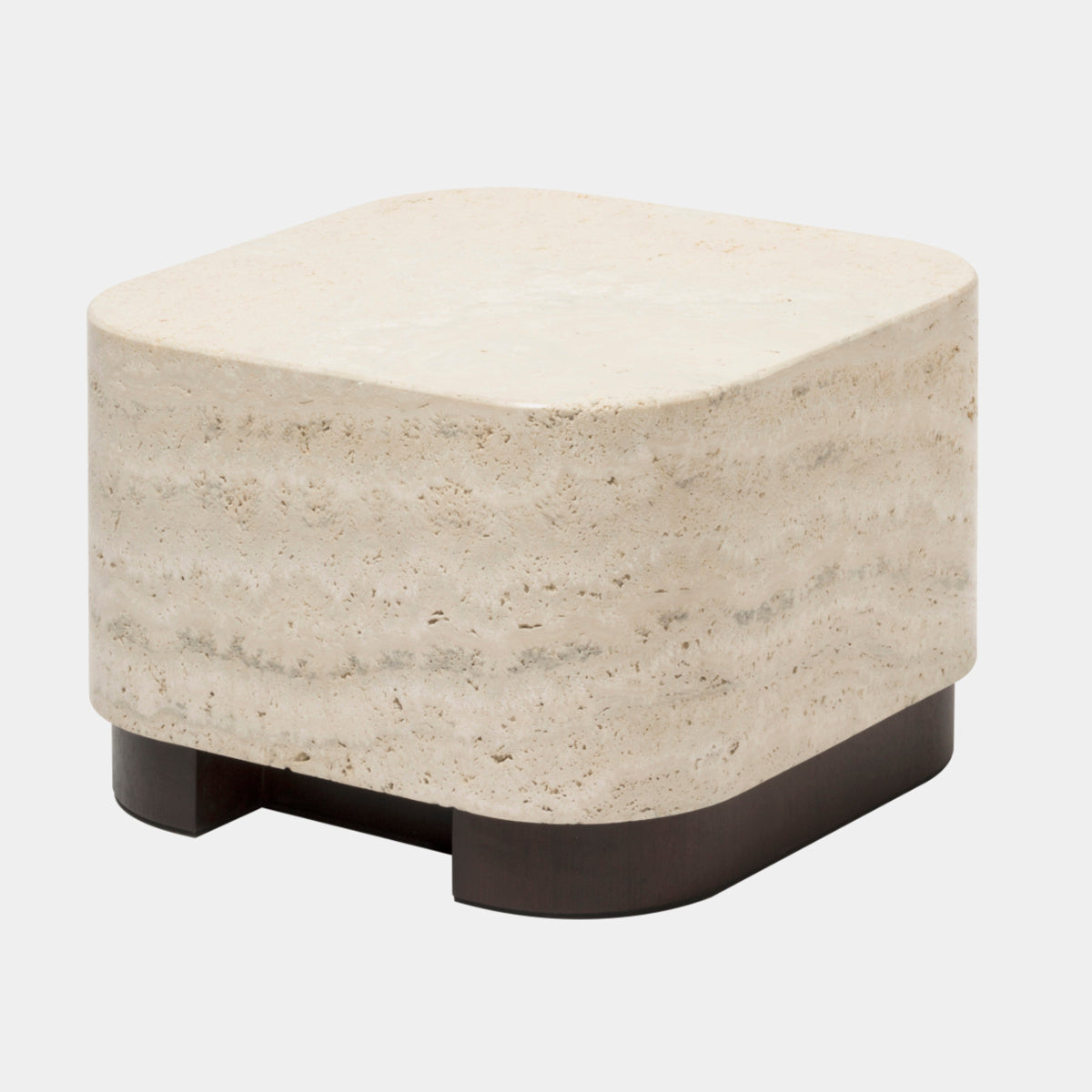 Lloyd moderní odkládací stolek z travertinu a ořechového dřeva