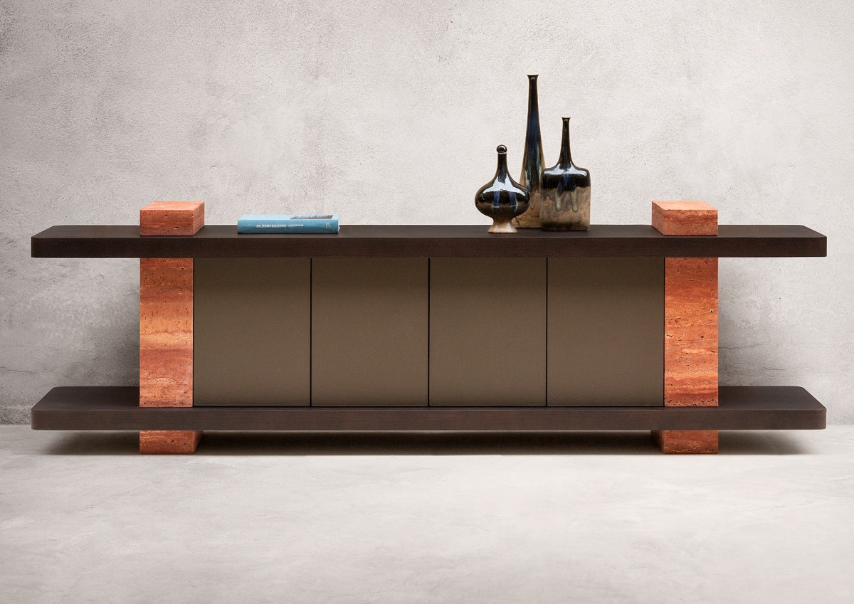 Elliott moderní sideboard s travertinovými podstavci