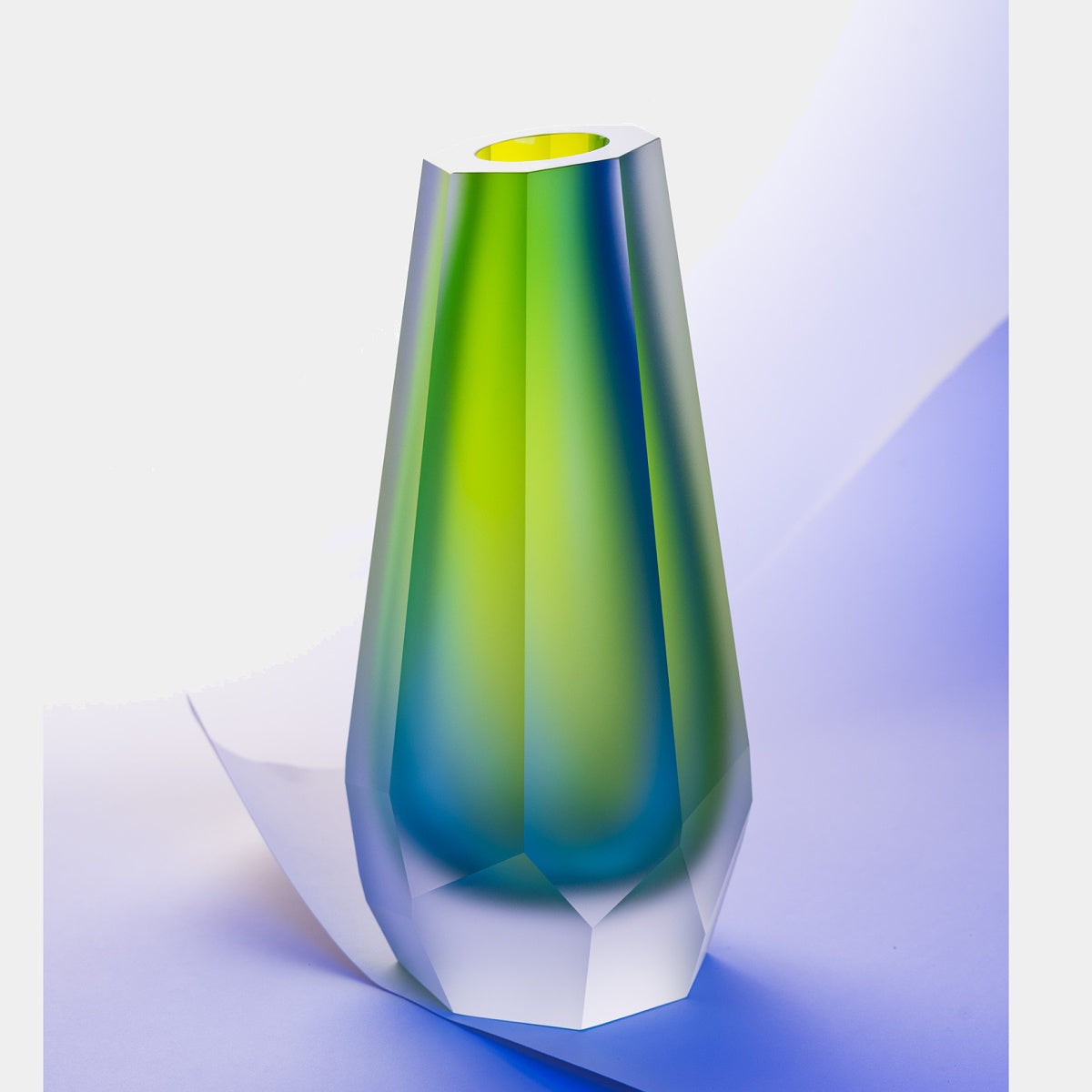 shardart Křišťálová váza HRANA / mat - aurora lime
