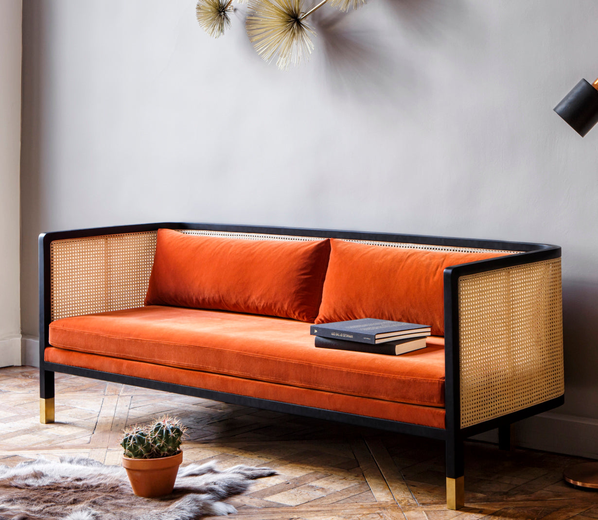 Designová pohovka CANE 210 s výpletem cannage