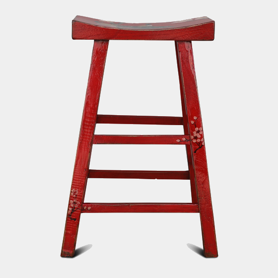 červená barová židle s čínskou kresbou