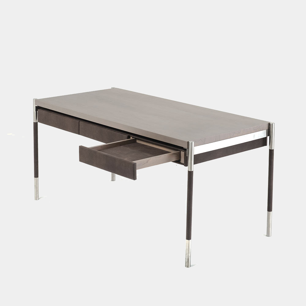 Designový psací stůl RAGION z olivového dřeva a oceli