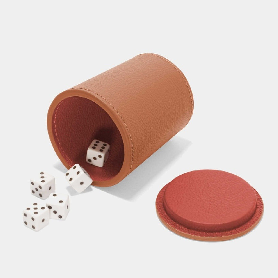 Designová kožená sada hracích kostek