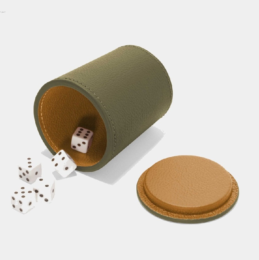 Designová kožená sada hracích kostek