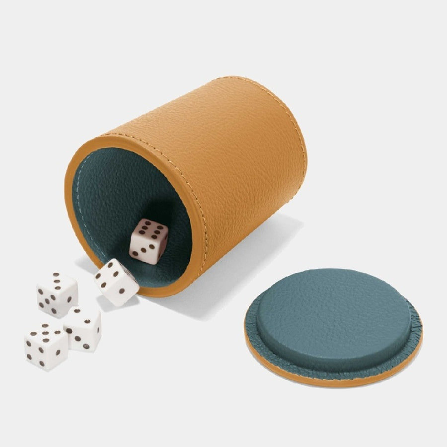 Designová kožená sada hracích kostek