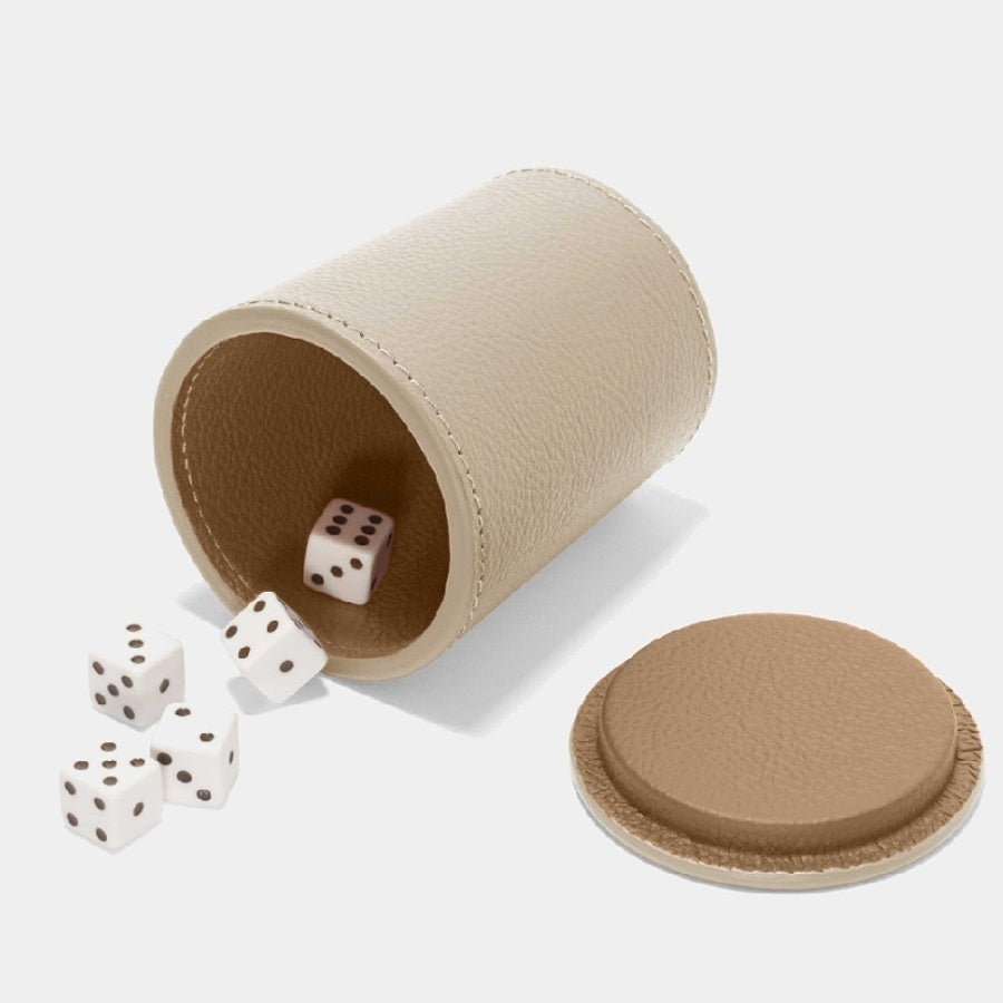 Designová kožená sada hracích kostek