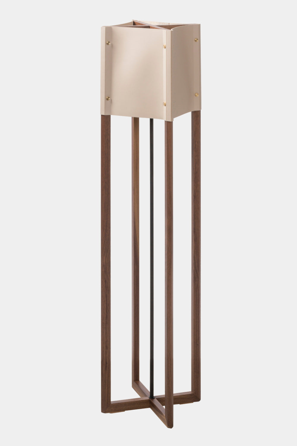Designová stojací lampa ALIANTE s koženým stínidlem