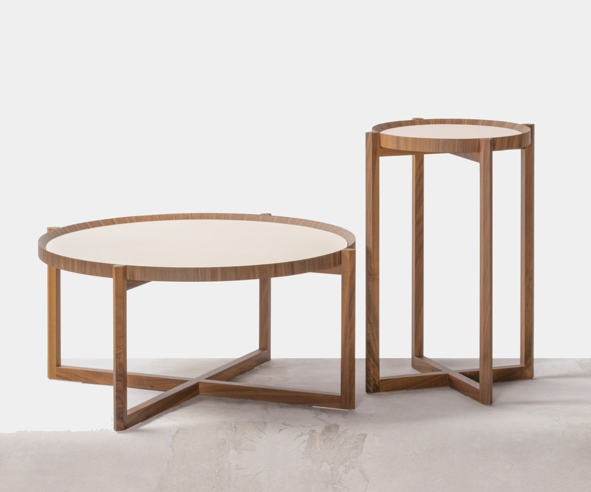 Designový odkládací stolek ALIANTE s koženým prostíráním