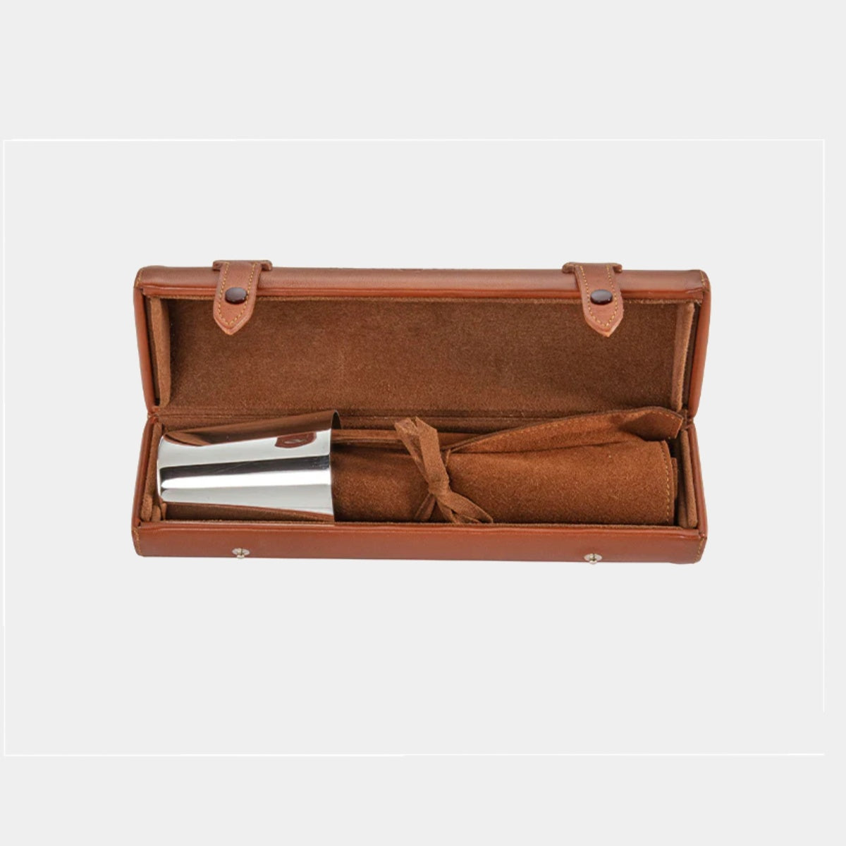 SONJA QUANDT exkluzivní postříbřená pikniková sada v koženém etui