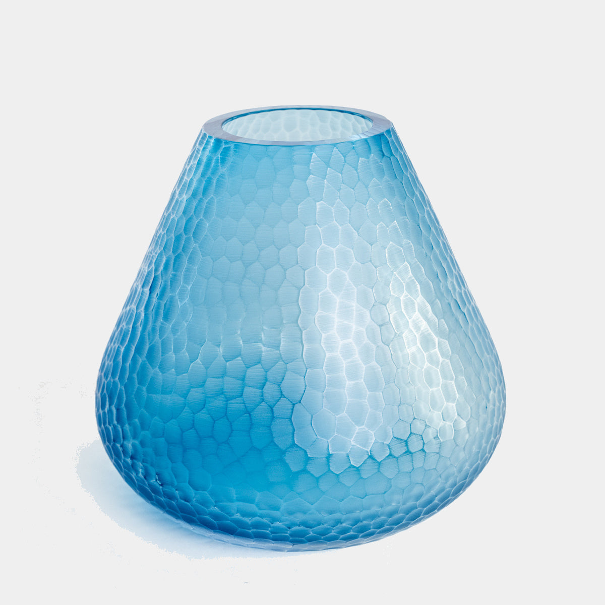 Modrá broušená Křišťálová váza HADÍ KŮŽE - aquamarine