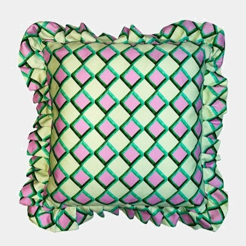 Eleni Malami Originální dekorační polštář Rhombus Ruffle