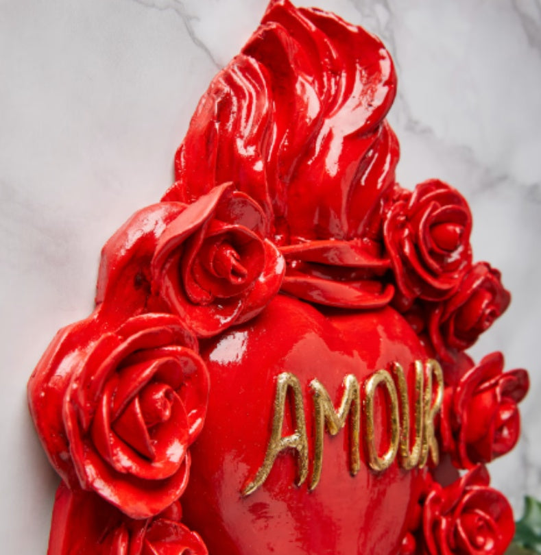 Keramické srdce Amour červené