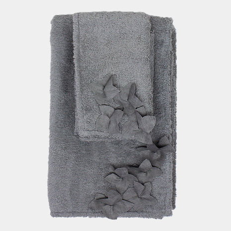 Giardino Segreto Bavlněný ručník s ozdobnými květy GELSOMINO tmavě šedý